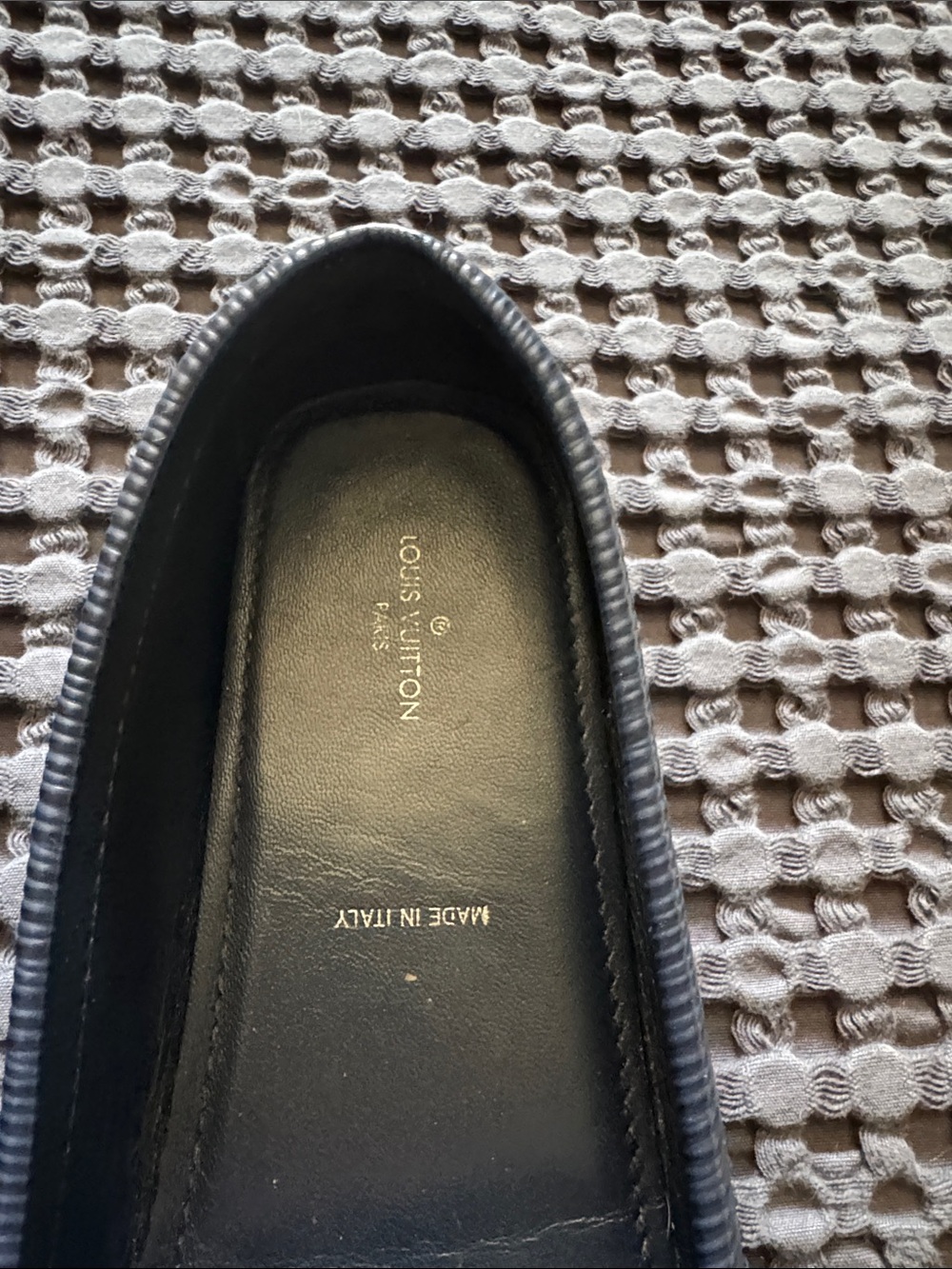 Louis Vuitton Navy Blue Epi Leather Loafers with Gold LV Hardware - Picture 2 of 7